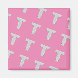 AIMANT LETTRE ARGENT ROSE T
