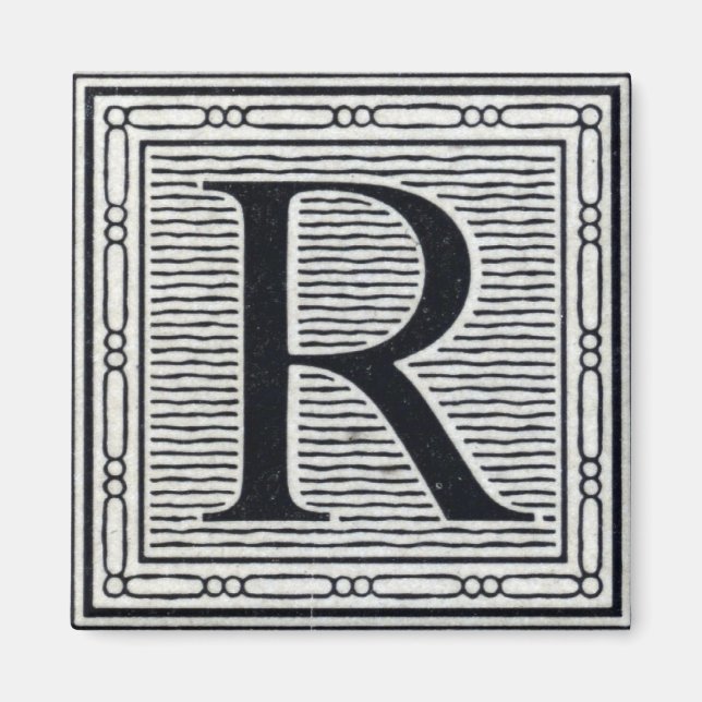 Aimant Lettre bloc "R" Bois coupé en bois (Devant)