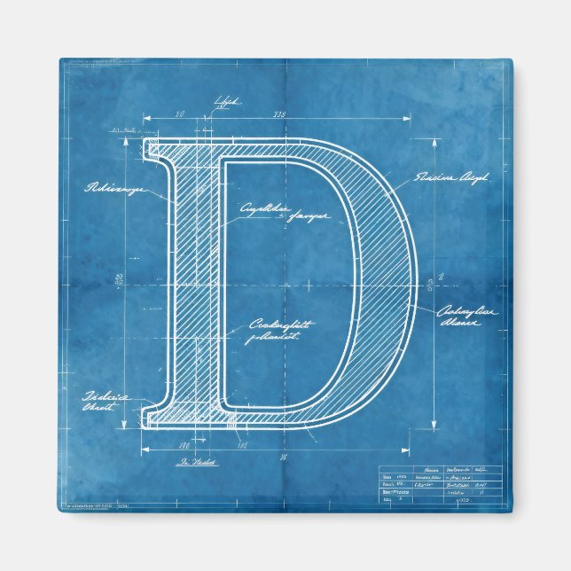 Aimant Lettre D Monogramme de Plan (Devant)