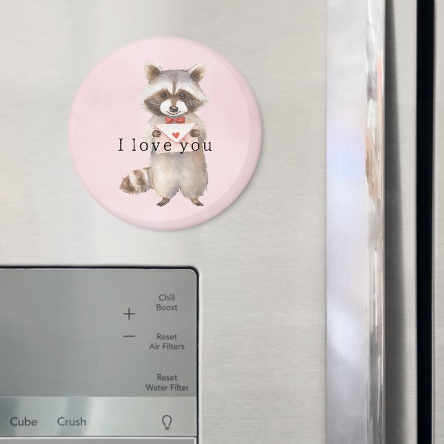 Aimant Lettre d'amour du raton laveur rose (In situ (réfrigérateur))