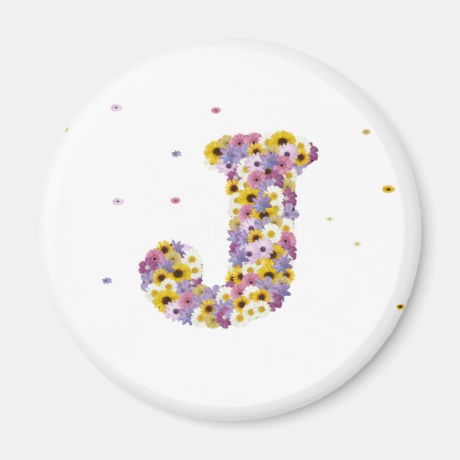 Aimant Lettre de fleurs J (Devant)