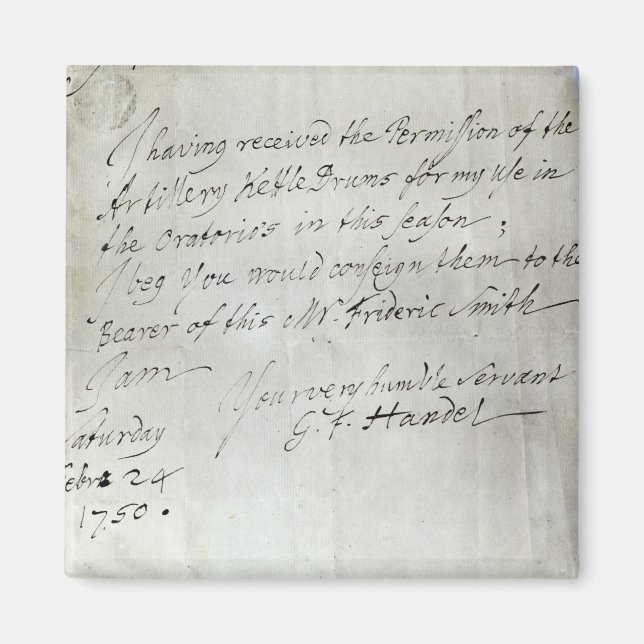 Aimant Lettre de George Frederick Handel (Devant)