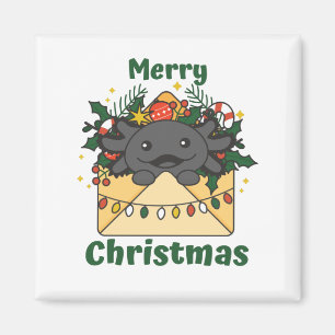 Aimant Lettre de Noël Axolotl Animaux d'hiver Axolotls
