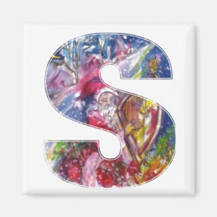 AIMANT LETTRE DE NOËL / PÈRE NOËL JOUER AU HARP