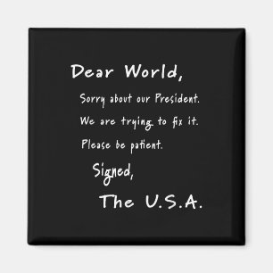 Aimant Lettre D'Excuses Mondiales De L'Anti-Trump América