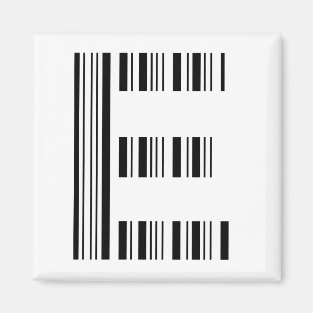 Aimant LETTRE E CODE BARRE Premier Motif de code barre in (Devant)
