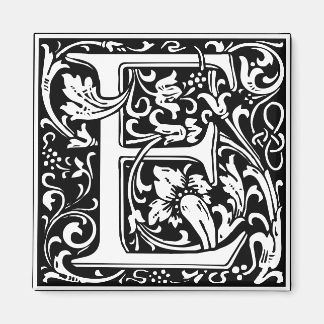 Aimant Lettre E Monogramme Médiéval Initial Vintage (Devant)