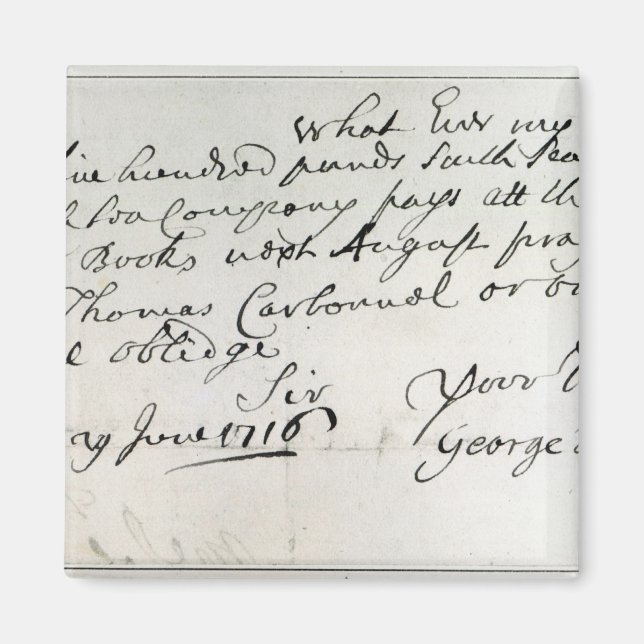 Aimant Lettre écrite par Handel, juin 1716 (Devant)