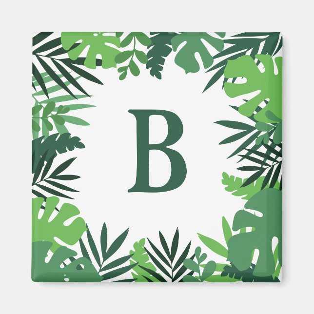 Aimant Lettre feuille de monogramme de palme tropicale ve (Devant)