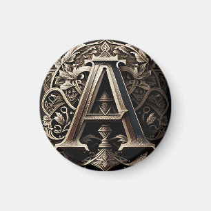 Aimant LETTRE Florale Ornementale Médiévale A