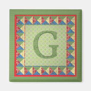 Aimant Lettre G : Style "Quilt en tissu" initial et Motif