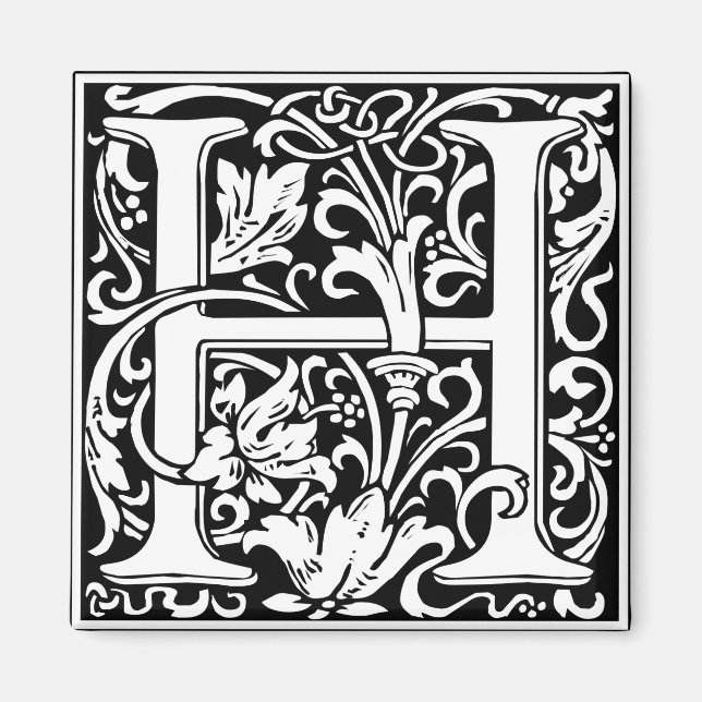 Aimant Lettre H Monogramme Médiéval Vintage Initiale (Devant)