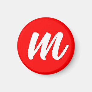 Aimant LETTRE INITIALE CalliGRAPHIQUE BLANCHE ROUGE