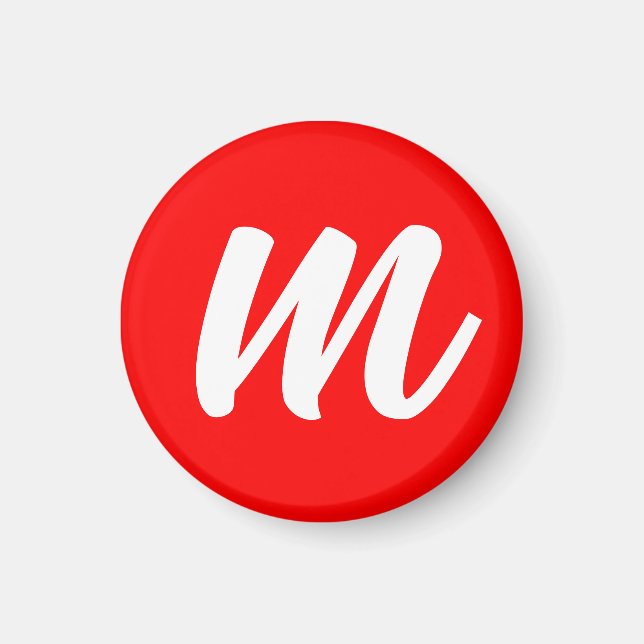 Aimant LETTRE INITIALE CalliGRAPHIQUE BLANCHE ROUGE (Devant)