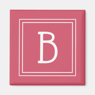Aimant Lettre initiale de monogramme moderne encadré rose