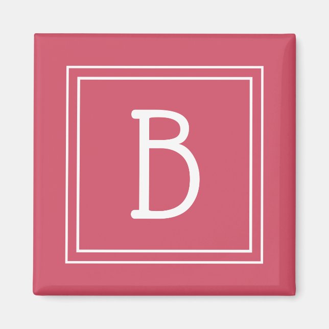 Aimant Lettre initiale de monogramme moderne encadré rose (Devant)