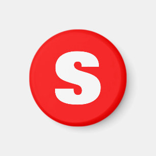 Aimant Lettre initiale Monogramme Style moderne Rouge Bla