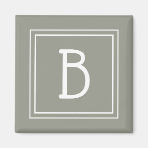 Aimant Lettre initiale monogrammée minimaliste encadrée v