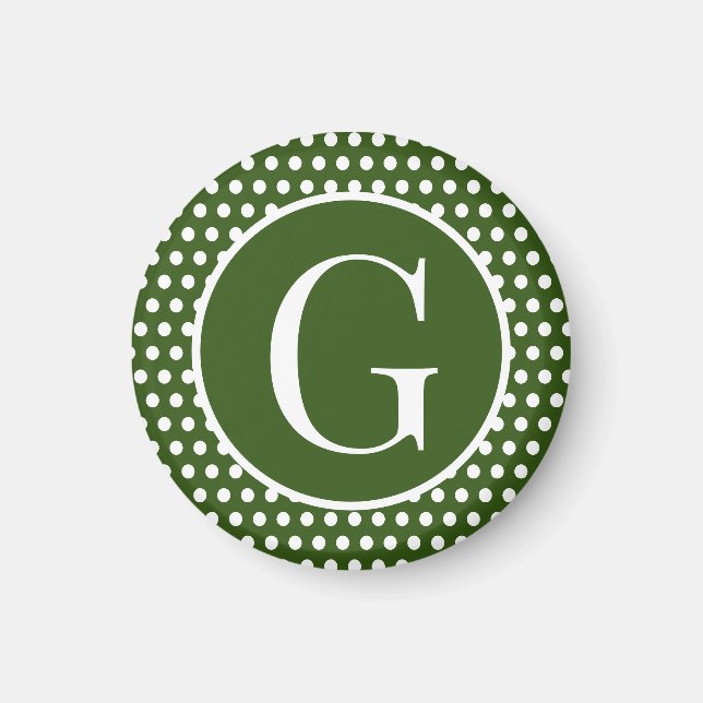 Aimant Lettre initiale personnalisée Pointe vert foncé (Devant)