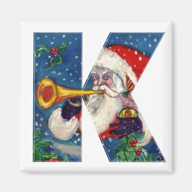 AIMANT LETTRE K DE NOËL / MONOGRAMME BUGLER DE PÈRE NOËL (Devant)
