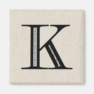 Aimant Lettre K - noir de damassé