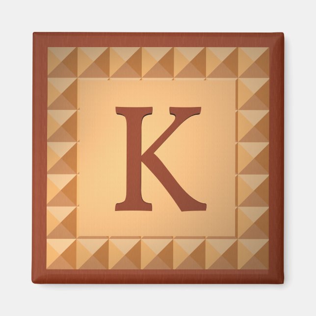 Aimant Lettre K : Parquetry Wood Look Initial (Devant)