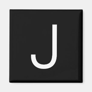 Aimant Lettre minimaliste moderne noir et blanc