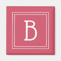 Lettre Monogramme moderne encadrée Rose fille init