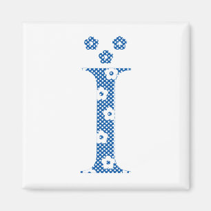 Aimant LETTRE Motif Fleur I (bleu)
