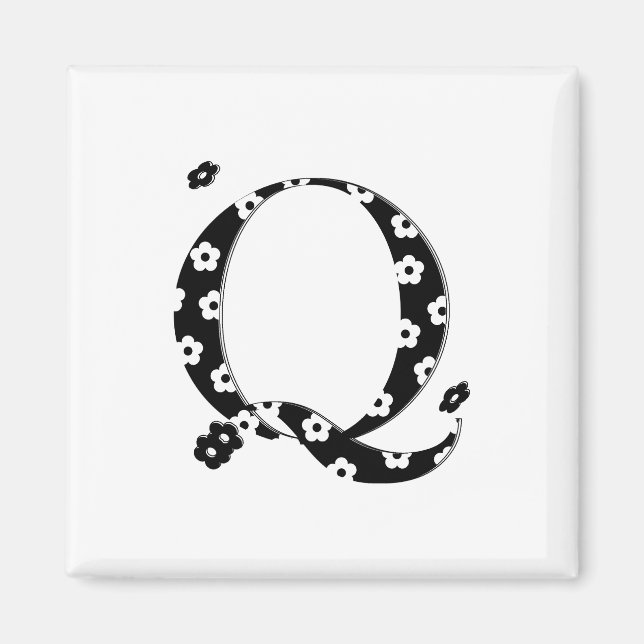Aimant LETTRE Motif Fleur Q (Devant)