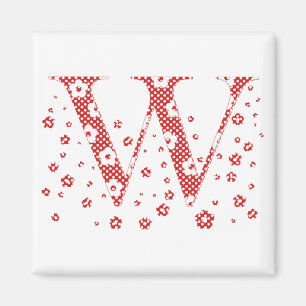 Aimant LETTRE Motif Fleur W(rouge)