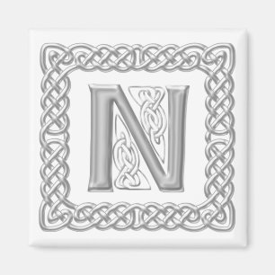 Aimant Lettre N Monogramme N de noeud celtique de l'effet