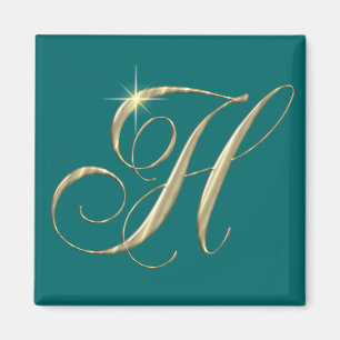 Aimant Lettre or H Monogramme Cadeau initial