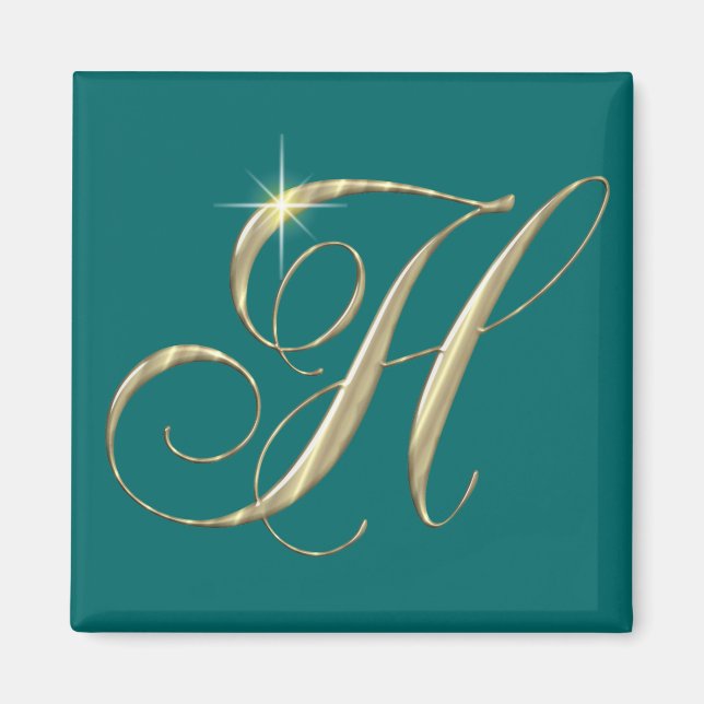 Aimant Lettre or H Monogramme Cadeau initial (Devant)