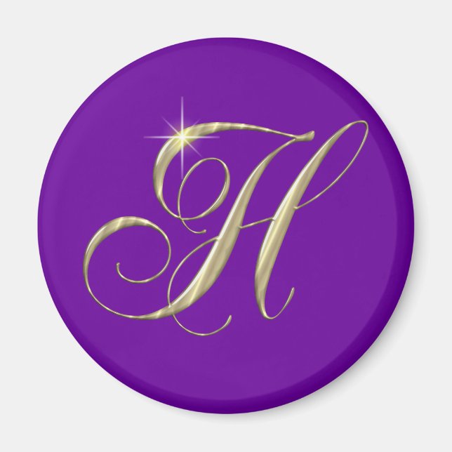 Aimant Lettre or H Monogramme Cadeau initial (Devant)
