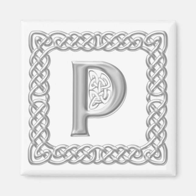 Aimant Lettre P Monogramme de noeud celtique de l'effet d (Devant)
