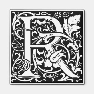 Aimant Lettre R Monogramme Art Nouveau Médiéval