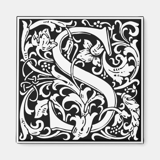 Aimant Lettre S Monogramme médiéval Vintage (Devant)