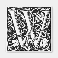Lettre W Monogramme Médiéval Art Nouveau