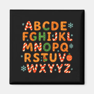 Aimant Lettres de Noël en alphabet de canne à bonbon en p