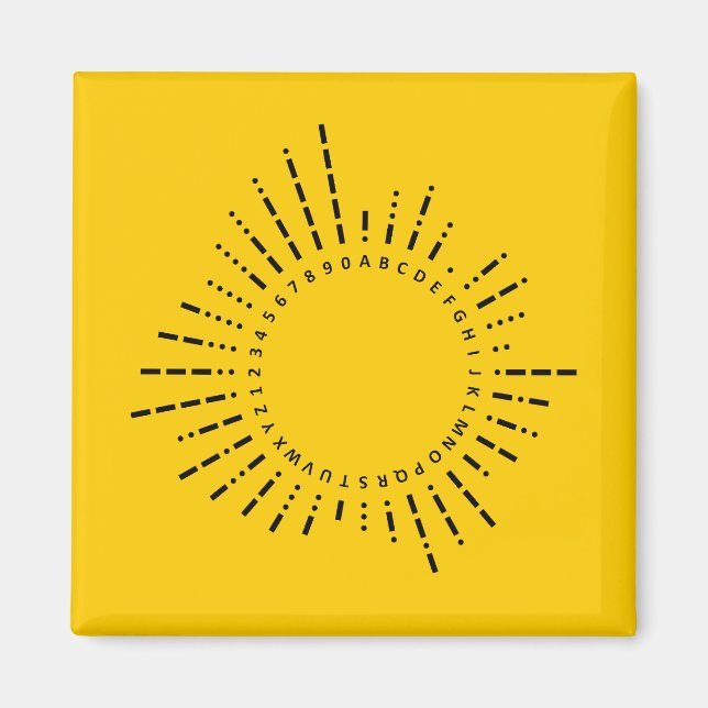 Aimant Lettres et chiffres en code Morse – Graphique jaun (Devant)