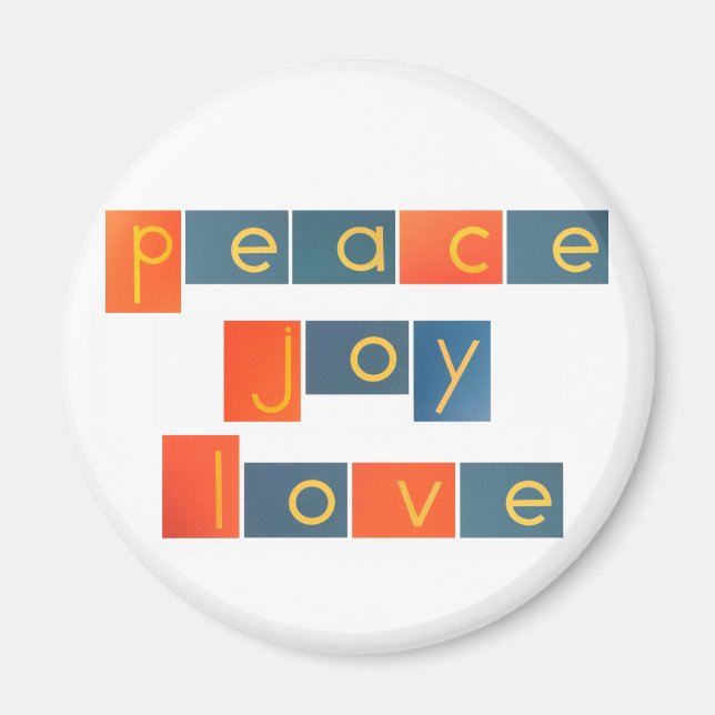 Aimant LETTRES papier journal PEACE JOY LOVE (Devant)