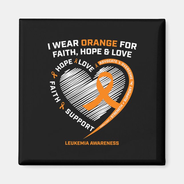 Aimant Leucémie orange Conscience Foi Espoir Amour Christ (Devant)