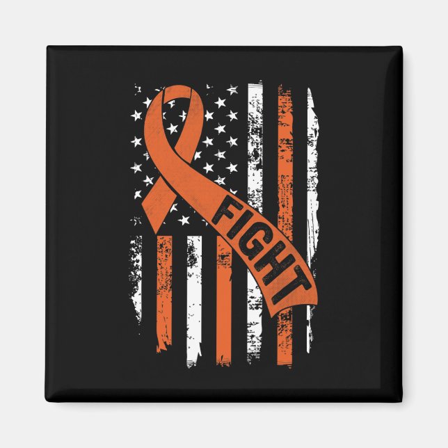 Aimant Leukemia Ribbon Frappe Américain Drapeau Leukemia  (Devant)