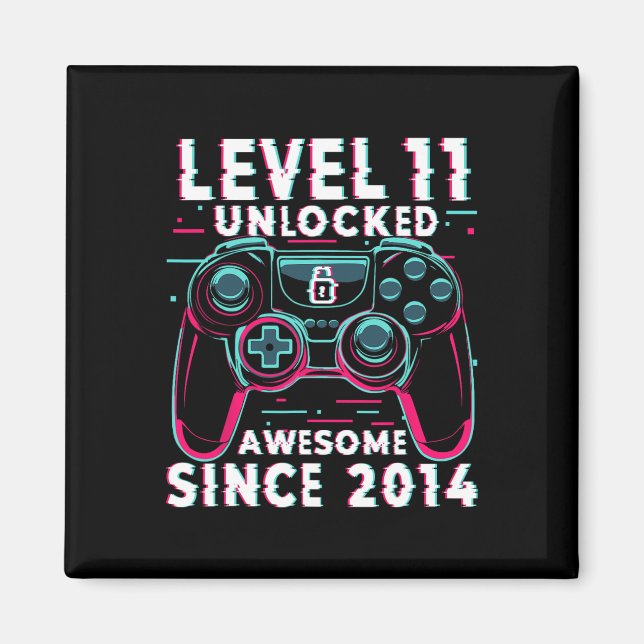 Aimant Level 11 Unlocked Video Game 11th Birthday Gamer B (Devant)
