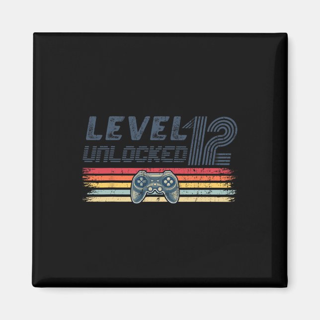 Aimant Level 12 Unlocked Video Game 12th Birthday Gamer B (Devant)