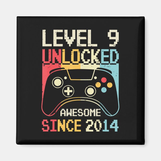 Aimant Level 9 Video Game 9th Birthday Gamer Boy (Devant)