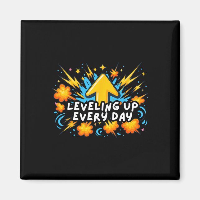 Aimant Levelup Chaque Jour Ck To School Shirt Gamer Boy (Devant)