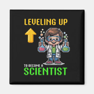 Aimant Levelup Scientist Ck To School Funny Gamer Boy