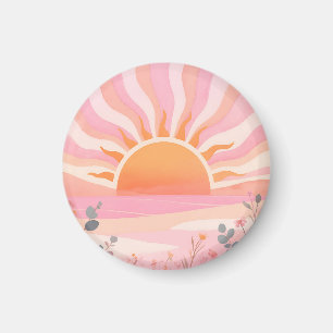 Aimant Lever de soleil pastel bohème prairie